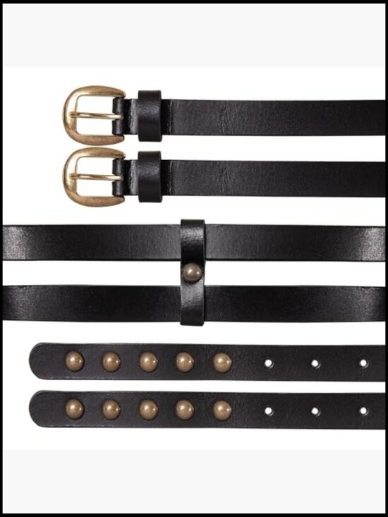 Genuine Leather Studded Double Strap Belt - 1.25 inch main image 4